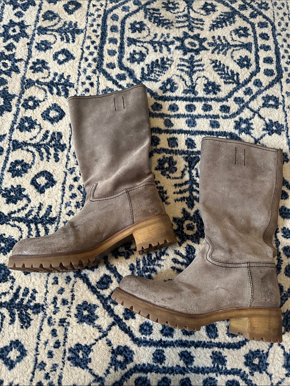Prada Taupe Suede Mid-Calf Boots - Picture 3 of 14